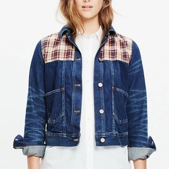 Madewell Denim Plaid Trucker Jean Jacket NWOT - Picture 13 of 13